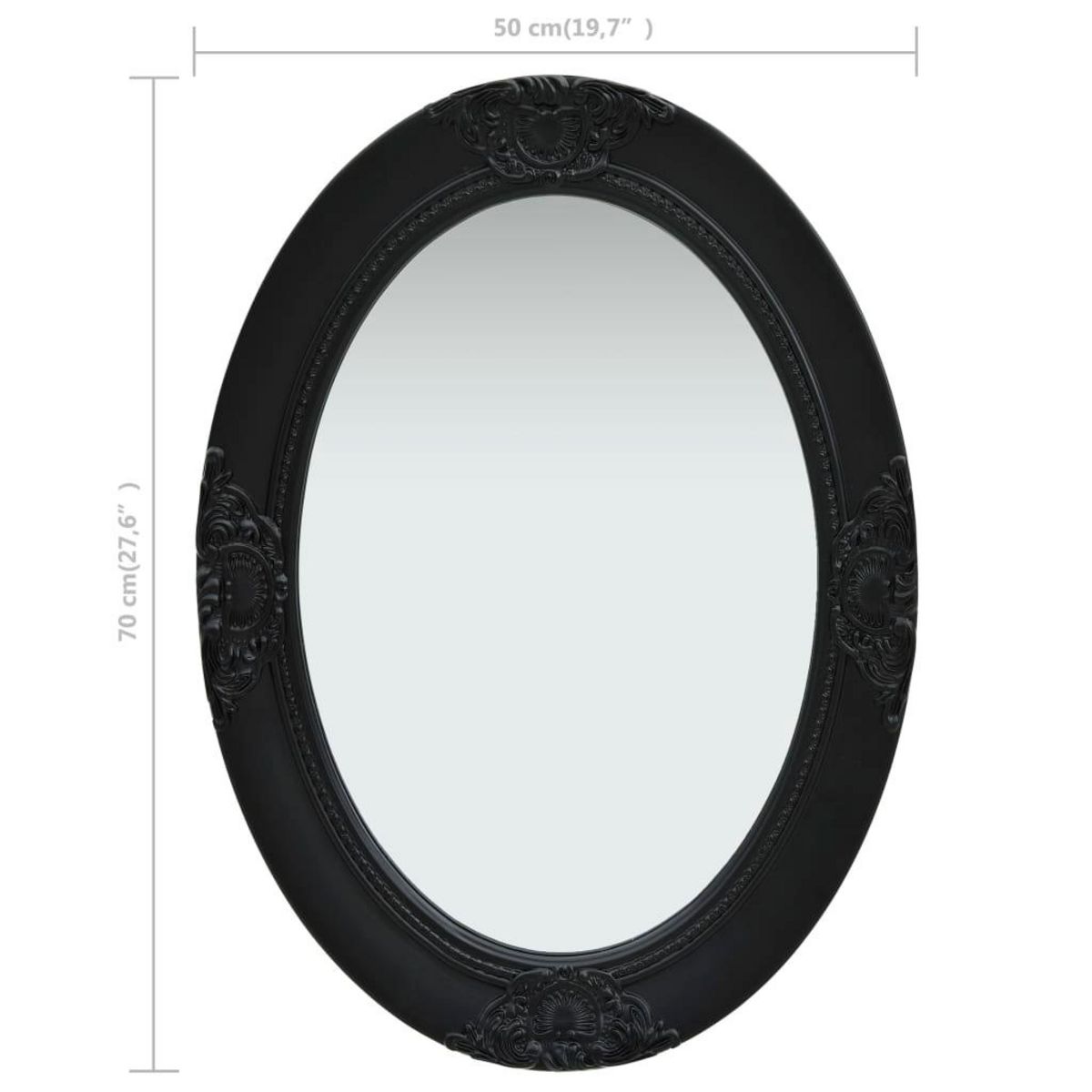 VIDAXL Miroir mural style baroque 50x70 cm noir