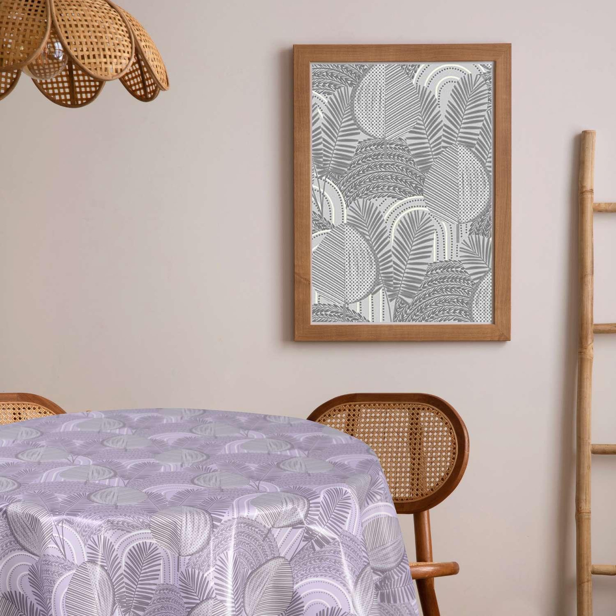 Voir la diapositive 2 : HABITABLE Nappe en toile cirée ronde moze - diam. 135 cm - gris