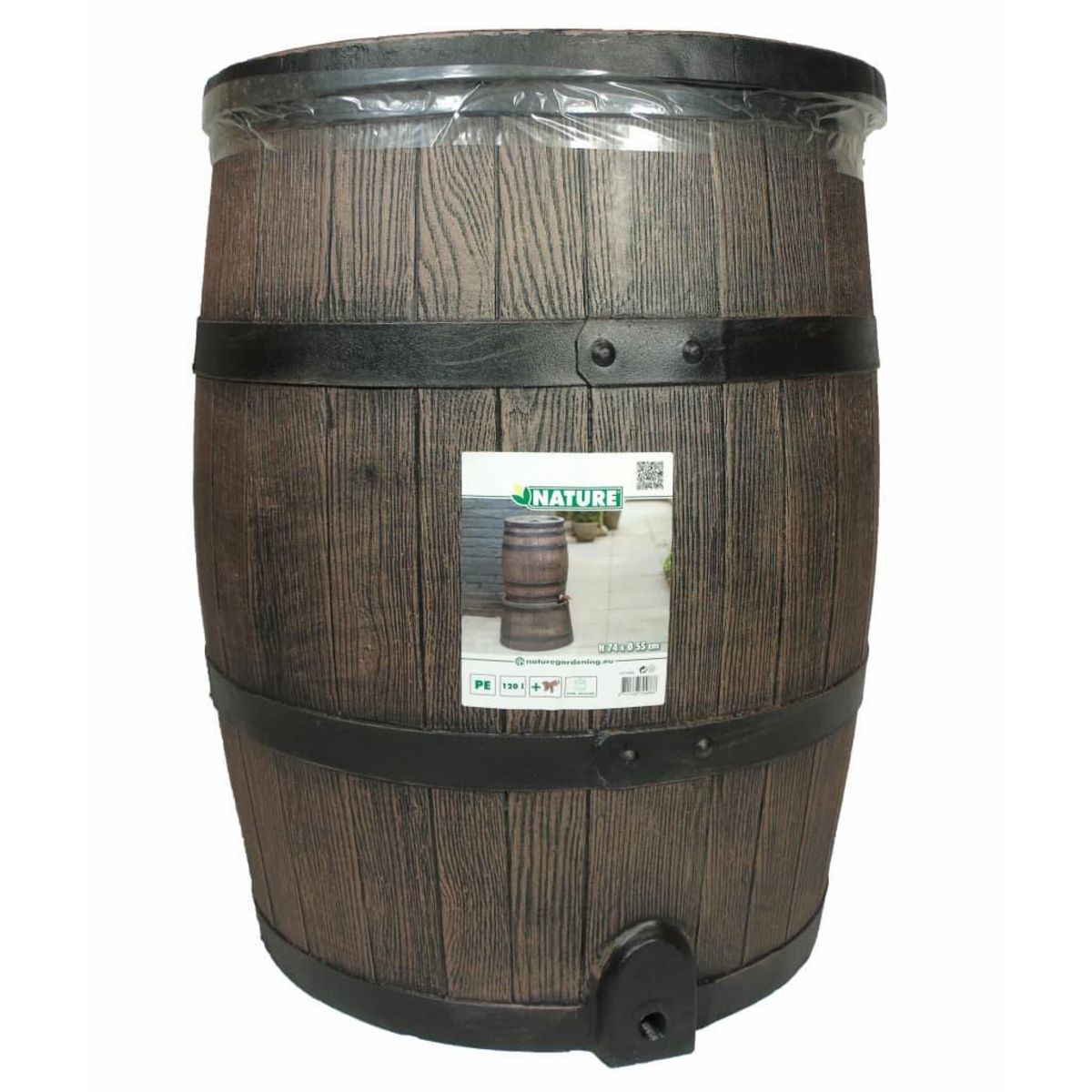 NATURE Nature Baril d'eau de pluie avec aspect de bois 120L 50,5x66 cm Marron