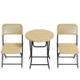 Voir la diapositive 1 : OUTSUNNY Ensemble bistro de jardin 3 pièces pliantes style cosy 2 chaises + table acier époxy noir résine tressée beige