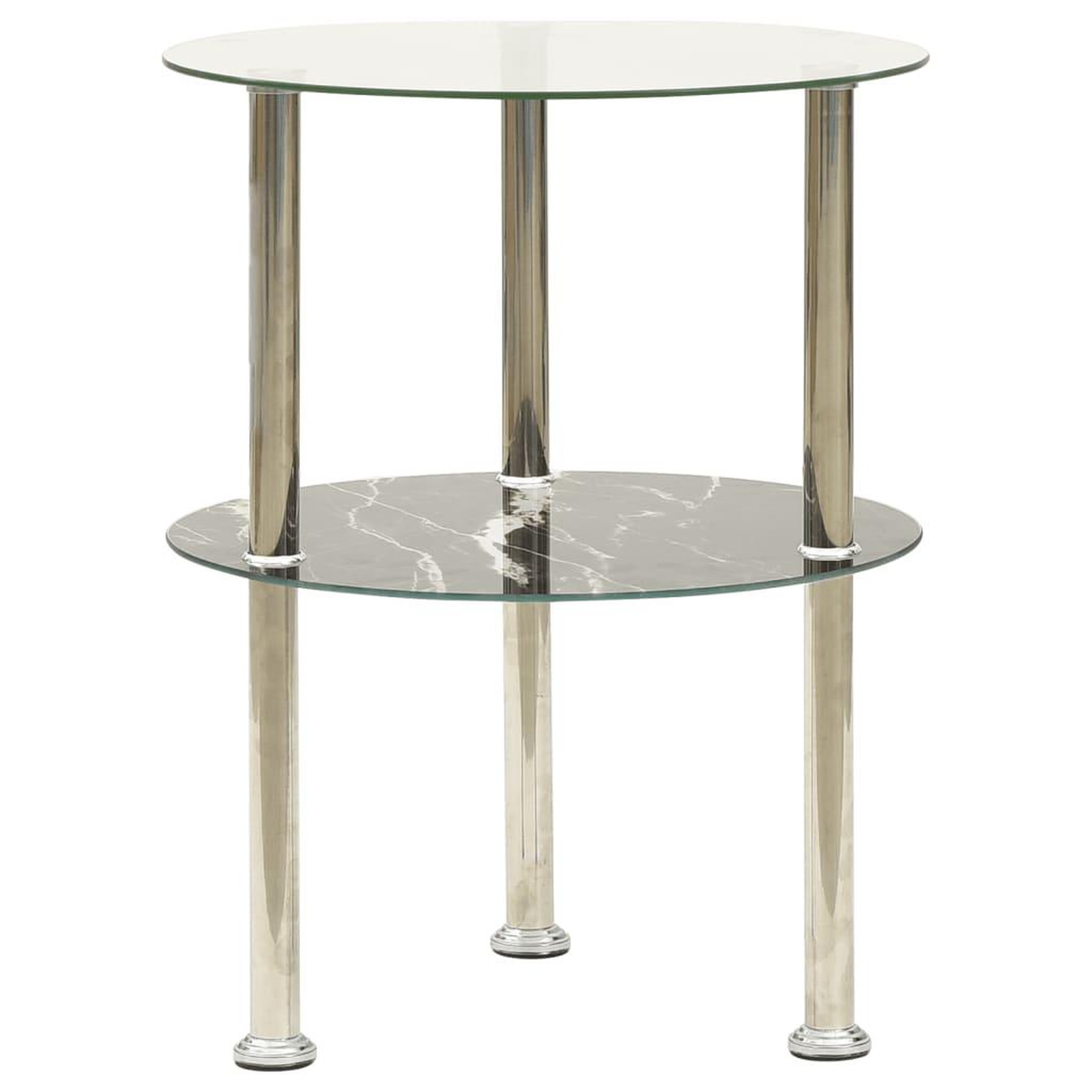 Voir la diapositive 1 : VIDAXL Table d'appoint 2 niveaux Transparent et noir 38cm Verre trempe