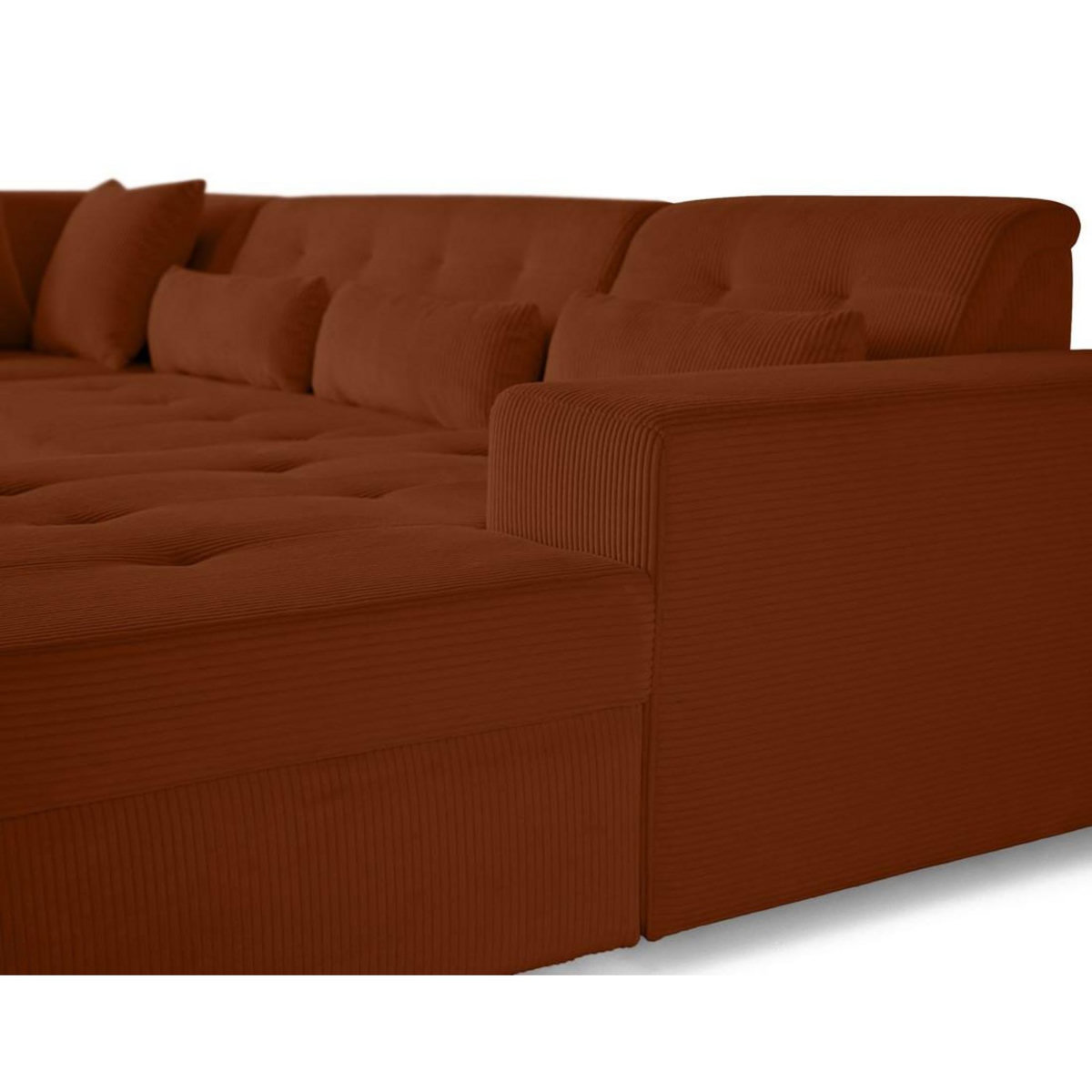 LISA DESIGN Vermont - canapé panoramique d'angle gauche - 7 places - en velours côtelé