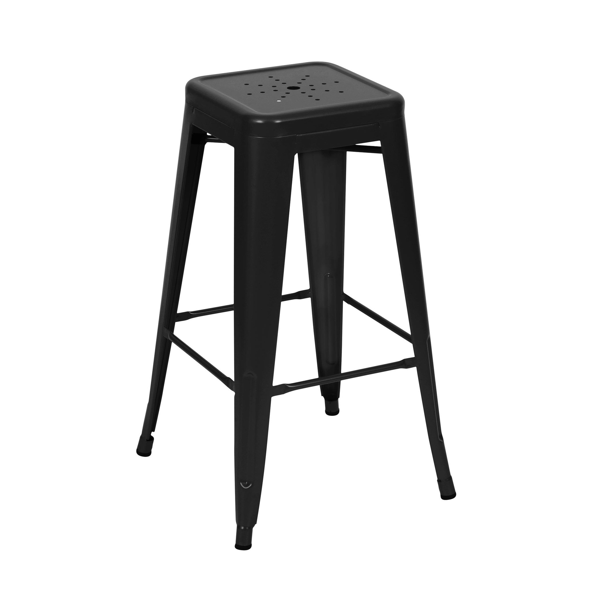 Voir la diapositive 6 : MAISON PAVANE Lot de 2 tabourets pour îlot central 66 cm en métal noir mat-indus