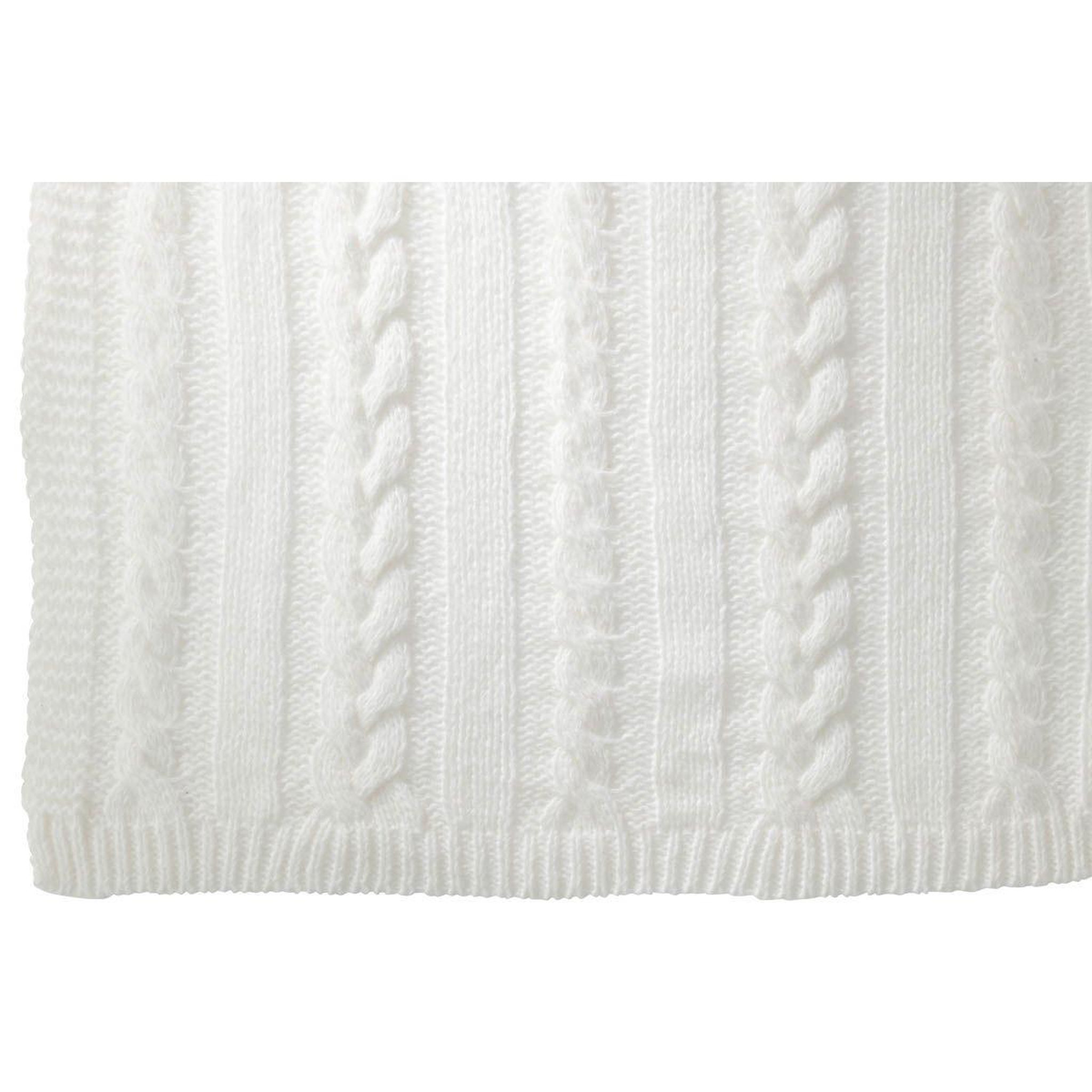 Voir la diapositive 3 : J-LINE Plaid uni tricoté  twist  130x180cm blanc