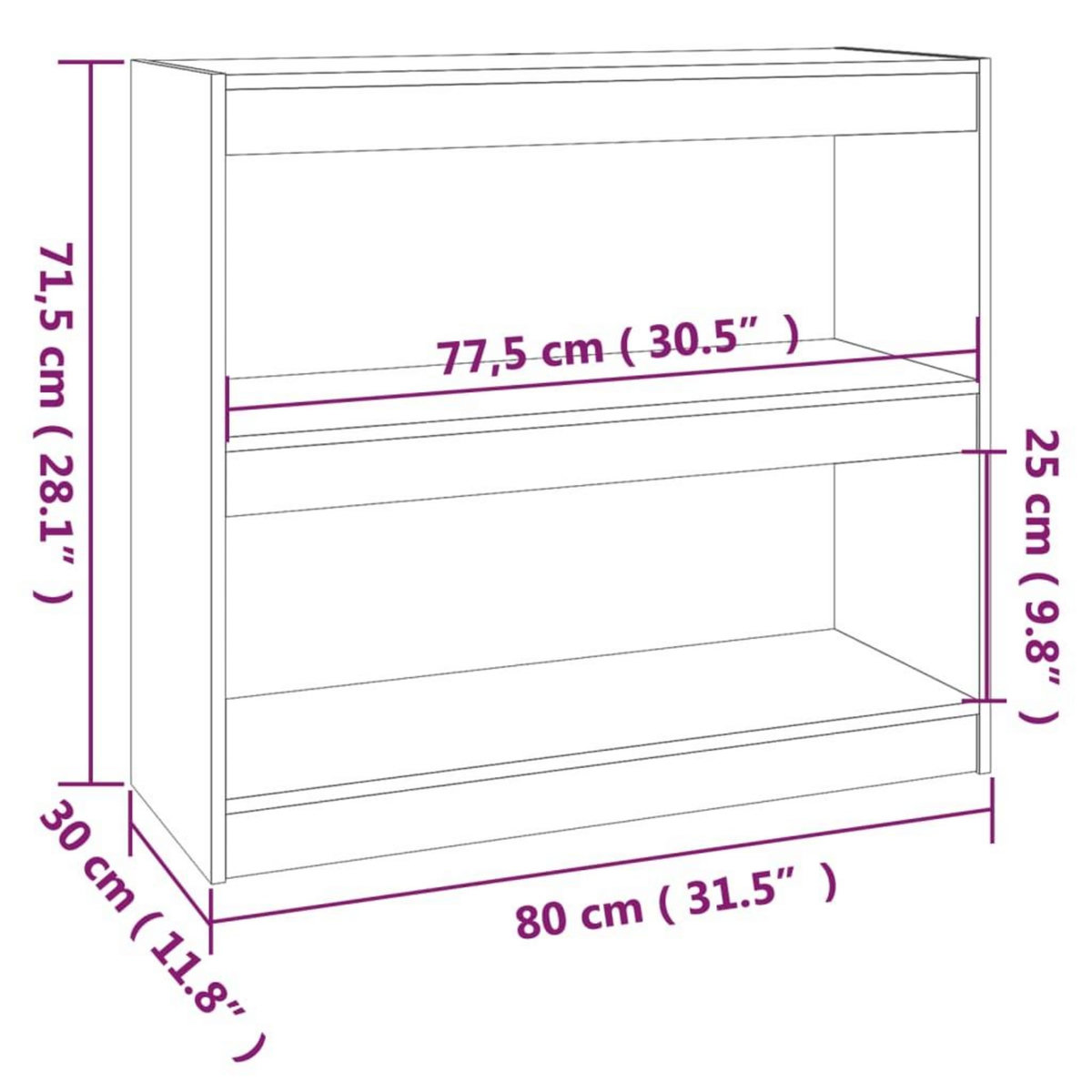 VIDAXL Bibliotheque/Separateur de piece 80x30x71,5 cm Bois de pin