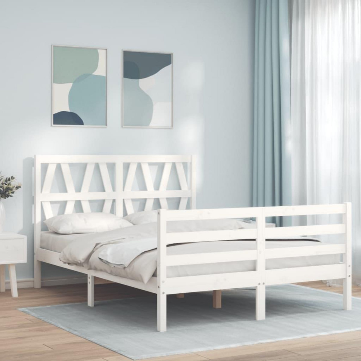 VIDAXL Cadre de lit sans matelas blanc 140x190 cm bois massif