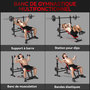 Voir la diapositive 6 : HOMCOM Banc de musculation réglable - support de barre, poignées à dips, bandes de résistance - rouge noir