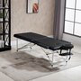 Voir la diapositive 2 : HOMCOM Table de massage pliable 3 zones hauteur réglable dim. 185L x 70l x 59-84H cm sac transport alu. synthétique PVC noir