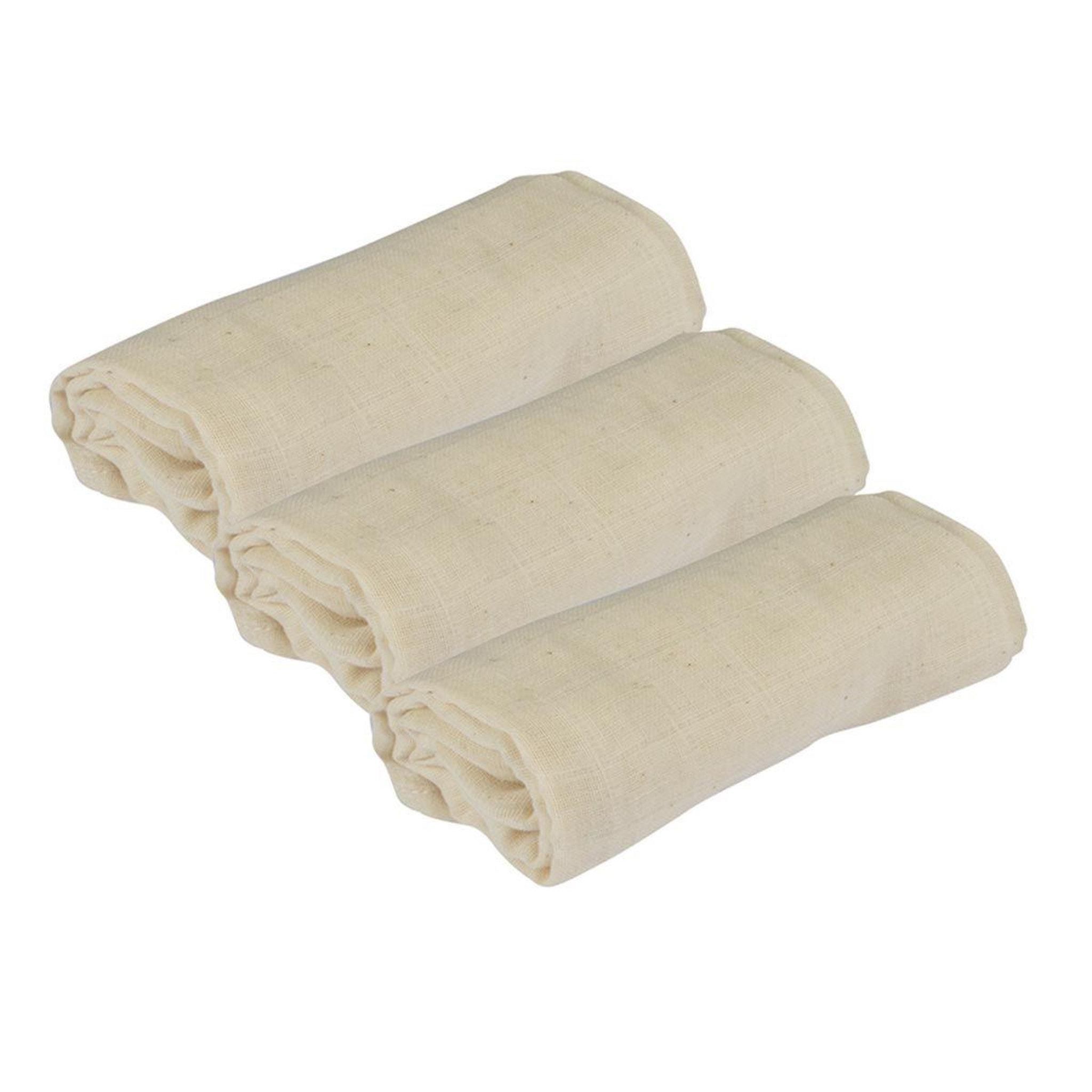 Voir la diapositive 1 : BEBE DOUCEUR Lot de 3 Langes Bébé  Coton Bio  60x60cm Beige
