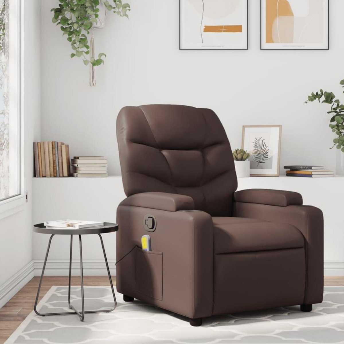 VIDAXL Fauteuil de massage inclinable Marron Similicuir
