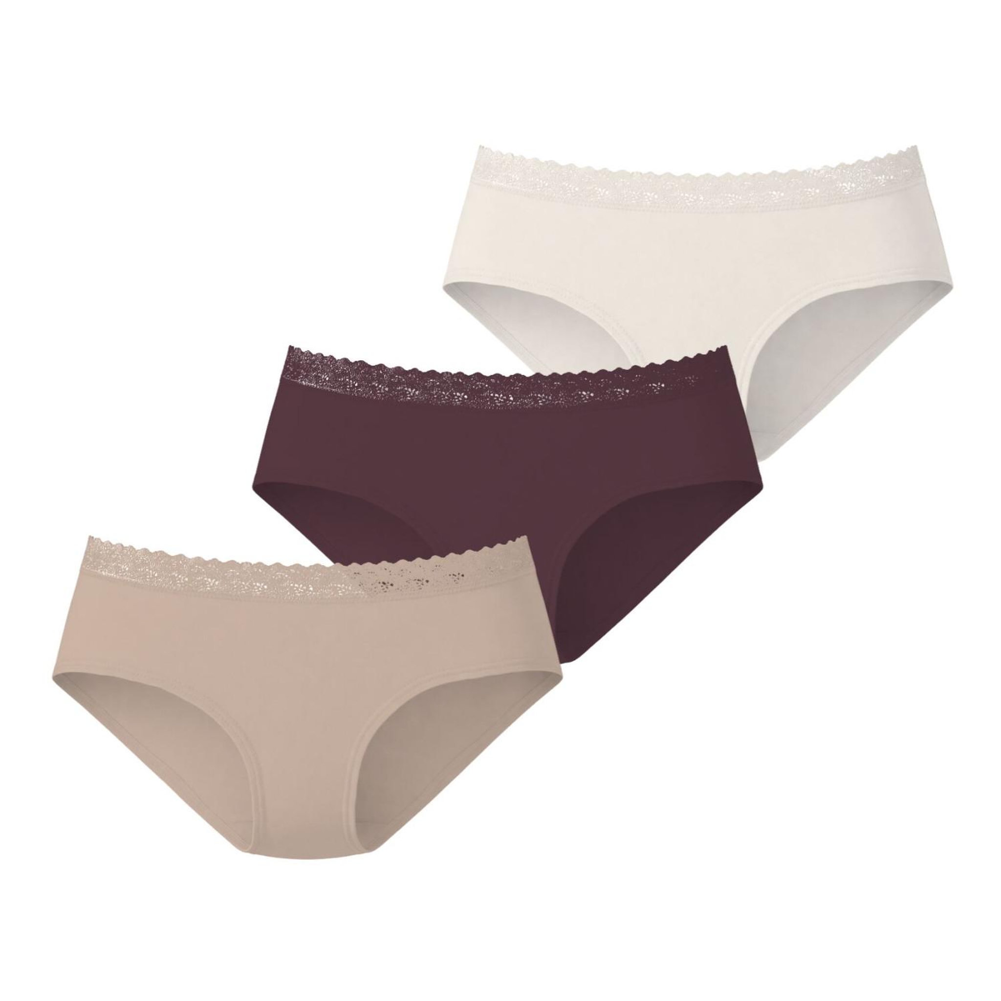 Voir la diapositive 1 : PIERRE CARDIN Lot de 3 culottes femme en coton uni et ceinture en dentelle Uni