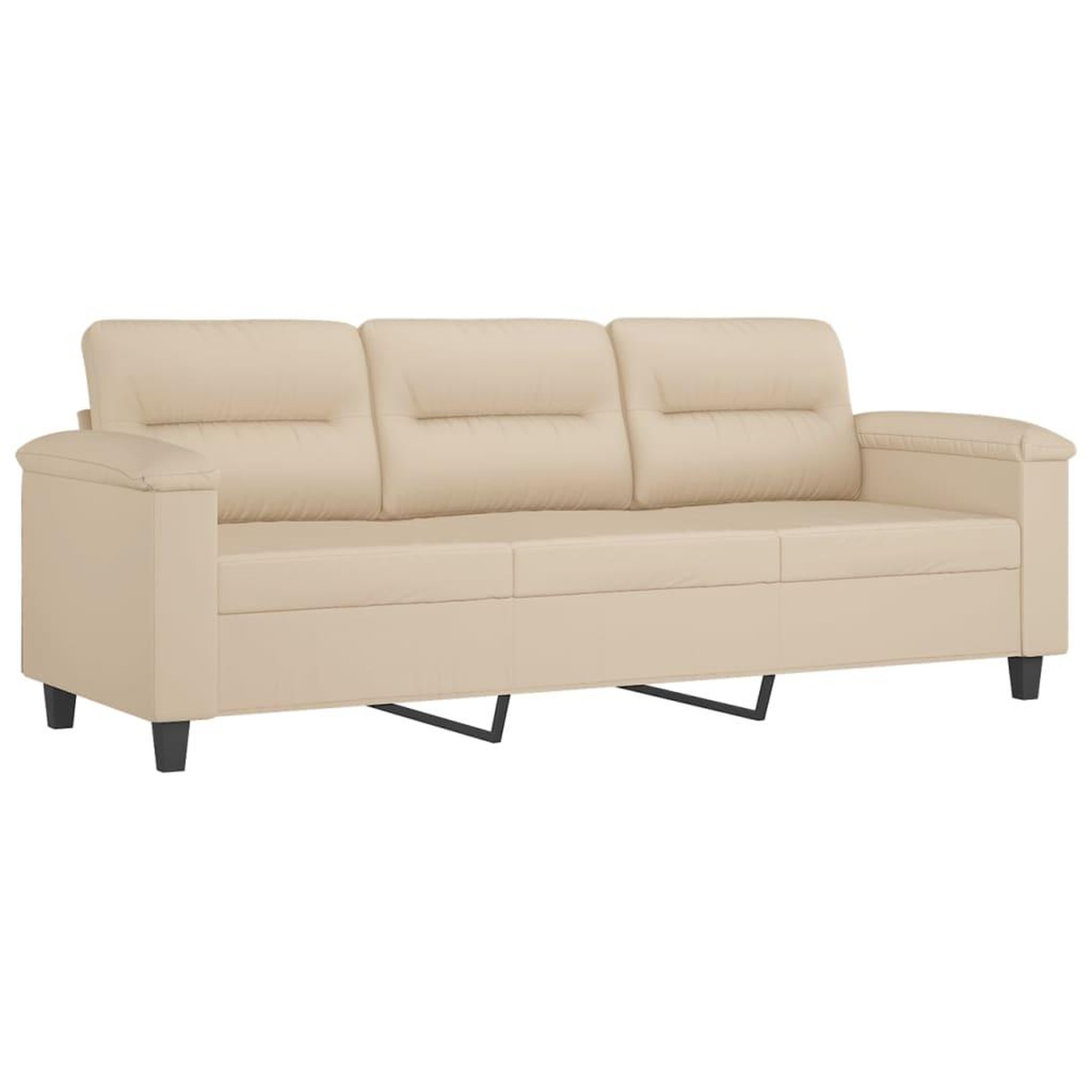 Voir la diapositive 5 : VIDAXL Ensemble de canapes 4 pcs avec coussins creme tissu microfibre