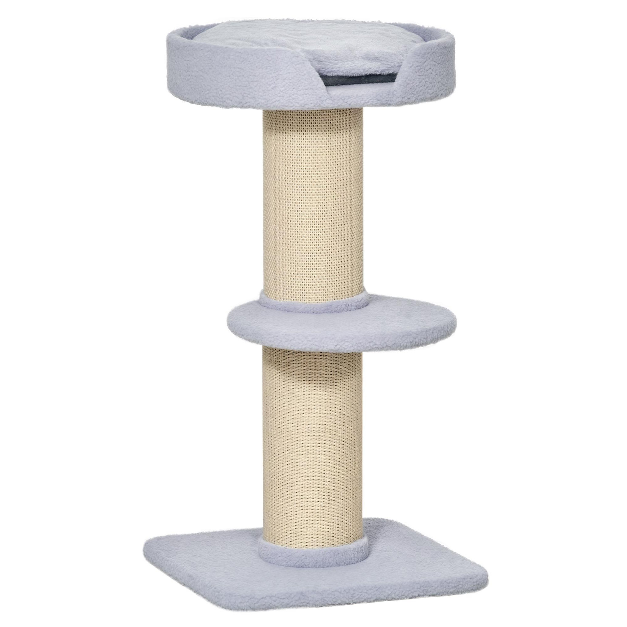 PAWHUT Arbre à chat avec griffoir centre d'activités 2 plateformes coussin bleu