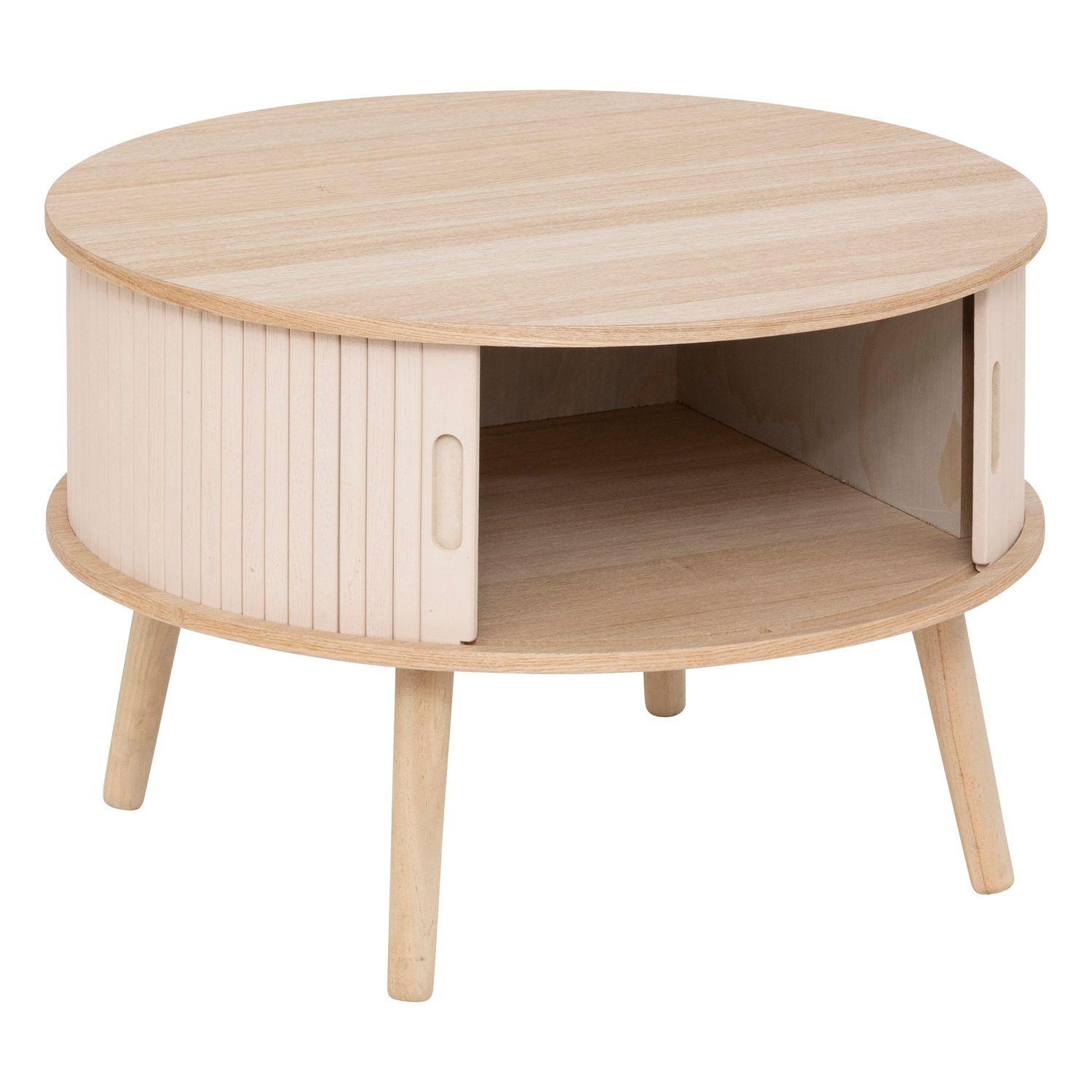 Voir la diapositive 3 : ATMOSPHERA Table basse ronde 2 portes en bois nyos - beige