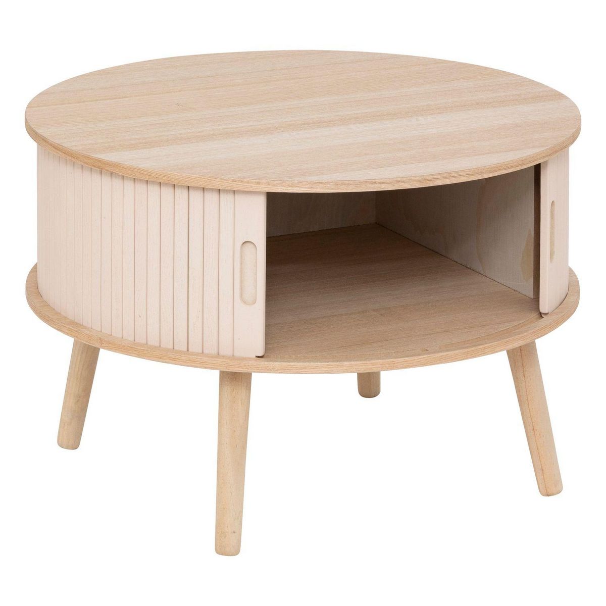 ATMOSPHERA Table basse ronde 2 portes en bois NYOS - Beige