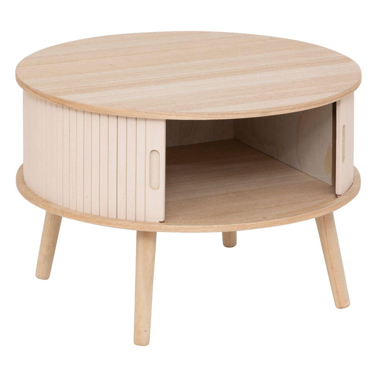 ATMOSPHERA Table basse ronde 2 portes en bois NYOS - Beige