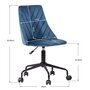  Chaise de bureau en velours bleu, réglable en hauteur, pivotant à 360°, toutes roues, 50*55*82-92cm
