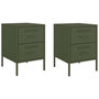 Voir la diapositive 2 : VIDAXL Tables de chevet 2 pcs vert olive 36x39x50,5 cm acier