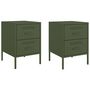 Voir la diapositive 2 : VIDAXL Tables de chevet 2 pcs vert olive 36x39x50,5 cm acier