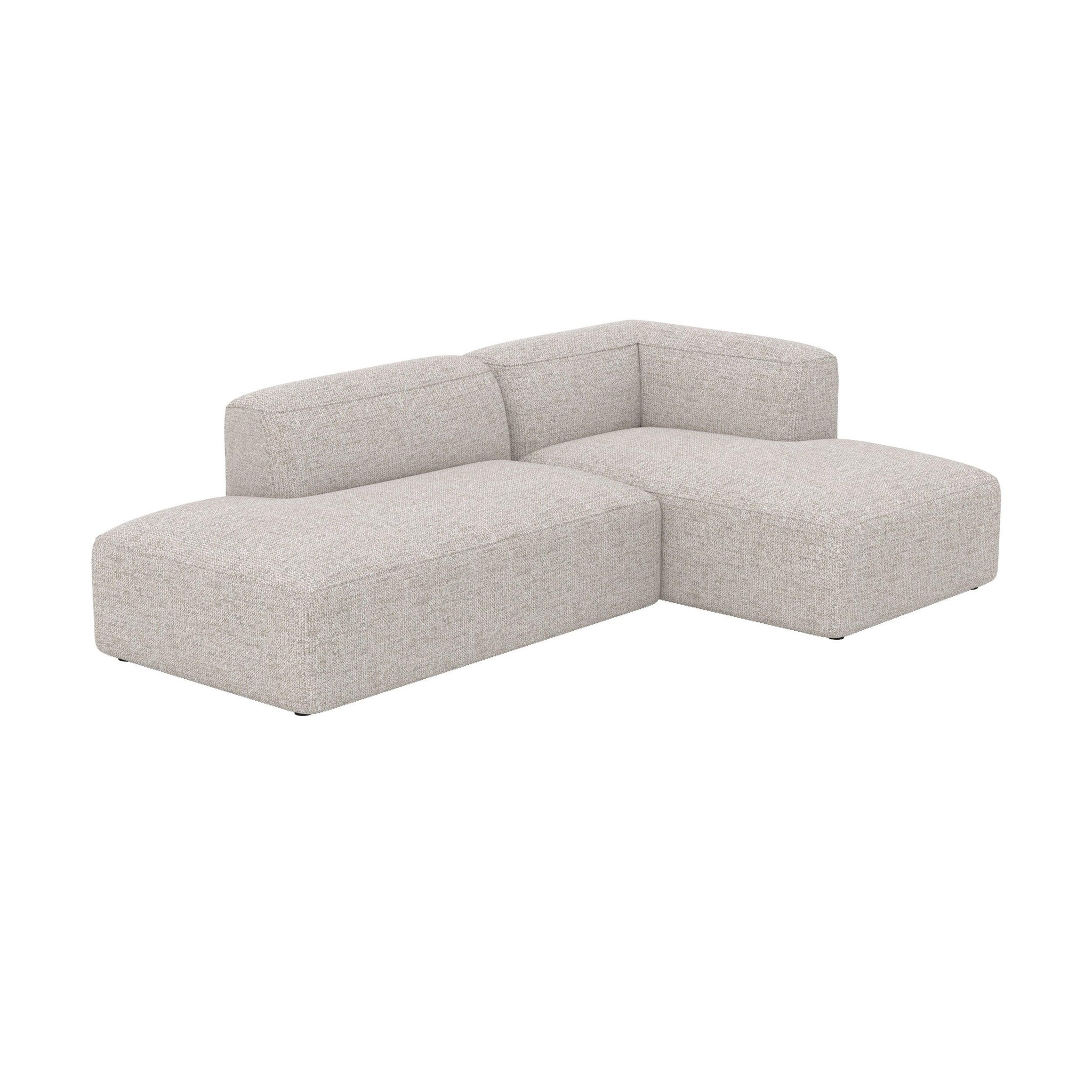 MAISON PAVANE Canapé d'angle droit modulable en tissu beige 4 places-hestia