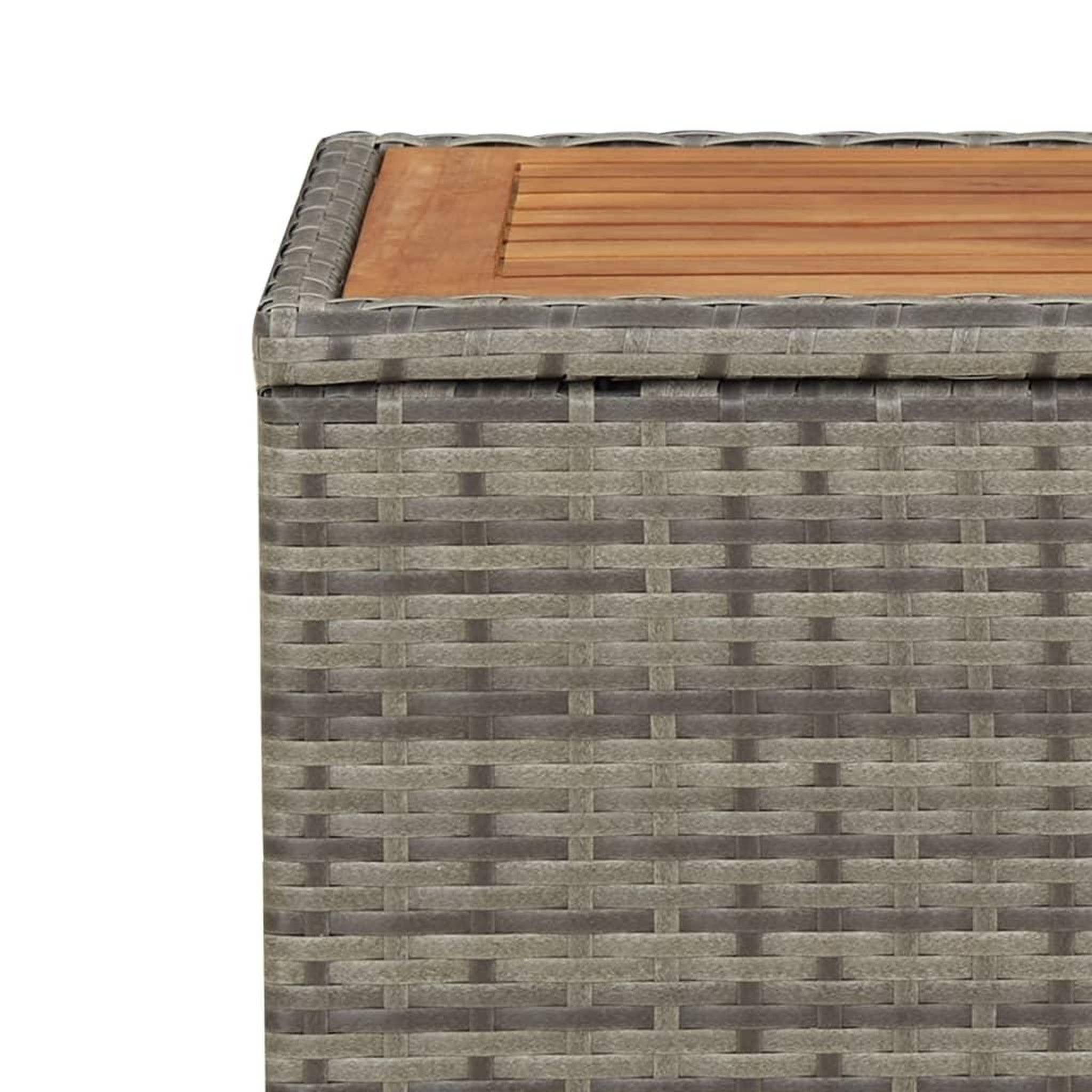 Voir la diapositive 5 : VIDAXL Table a the et dessus en bois Gris Resine tressee Acacia massif