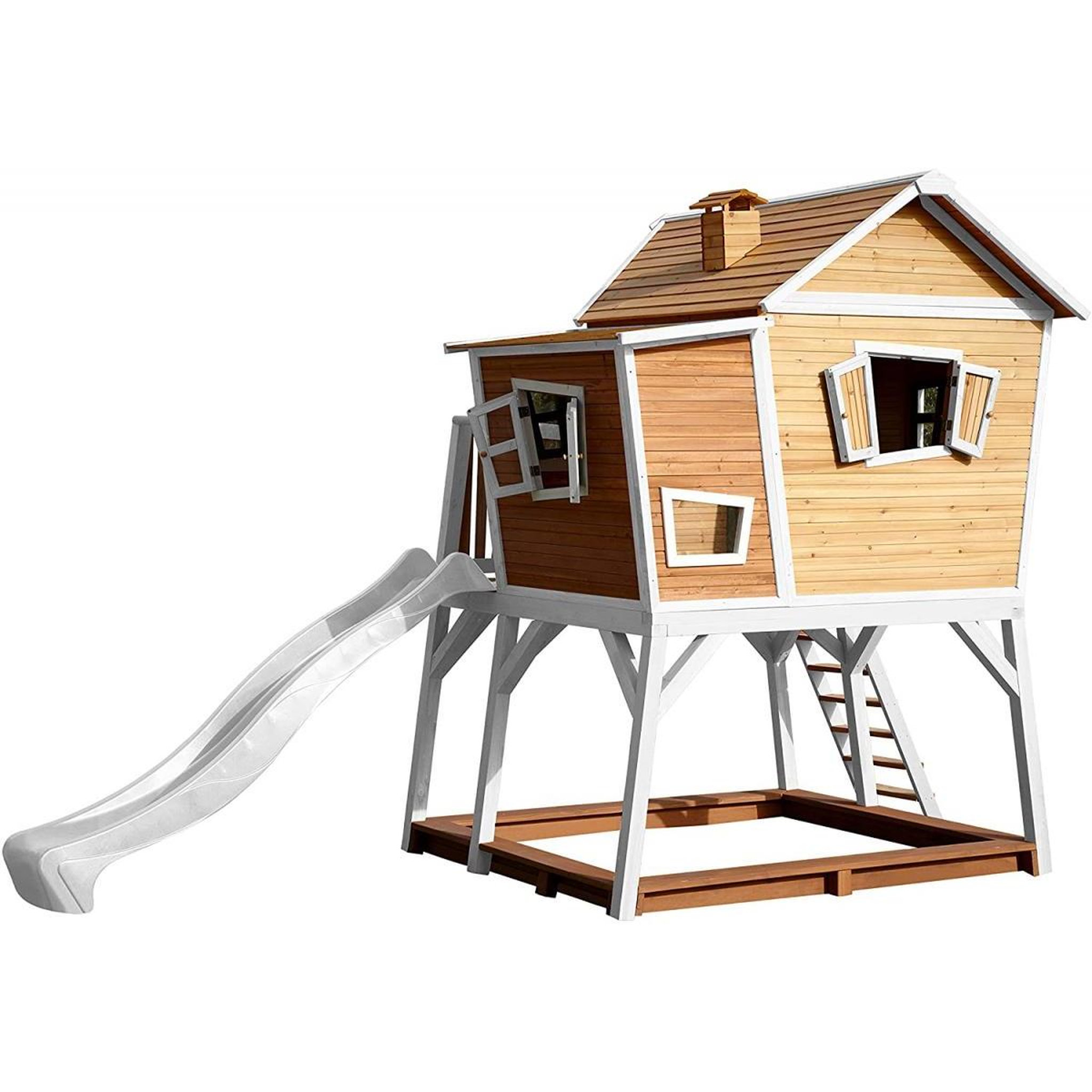 Voir la diapositive 3 : Axi House AXI Maisonnette MAX Brun Blanc avec toboggan Blanc et bac à sable