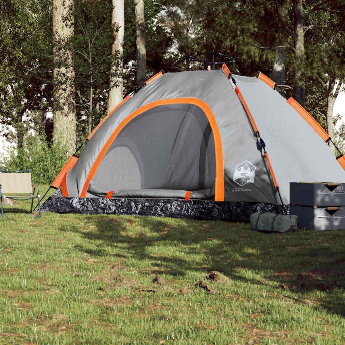 VIDAXL Tente de camping 5 personnes gris et orange liberation rapide