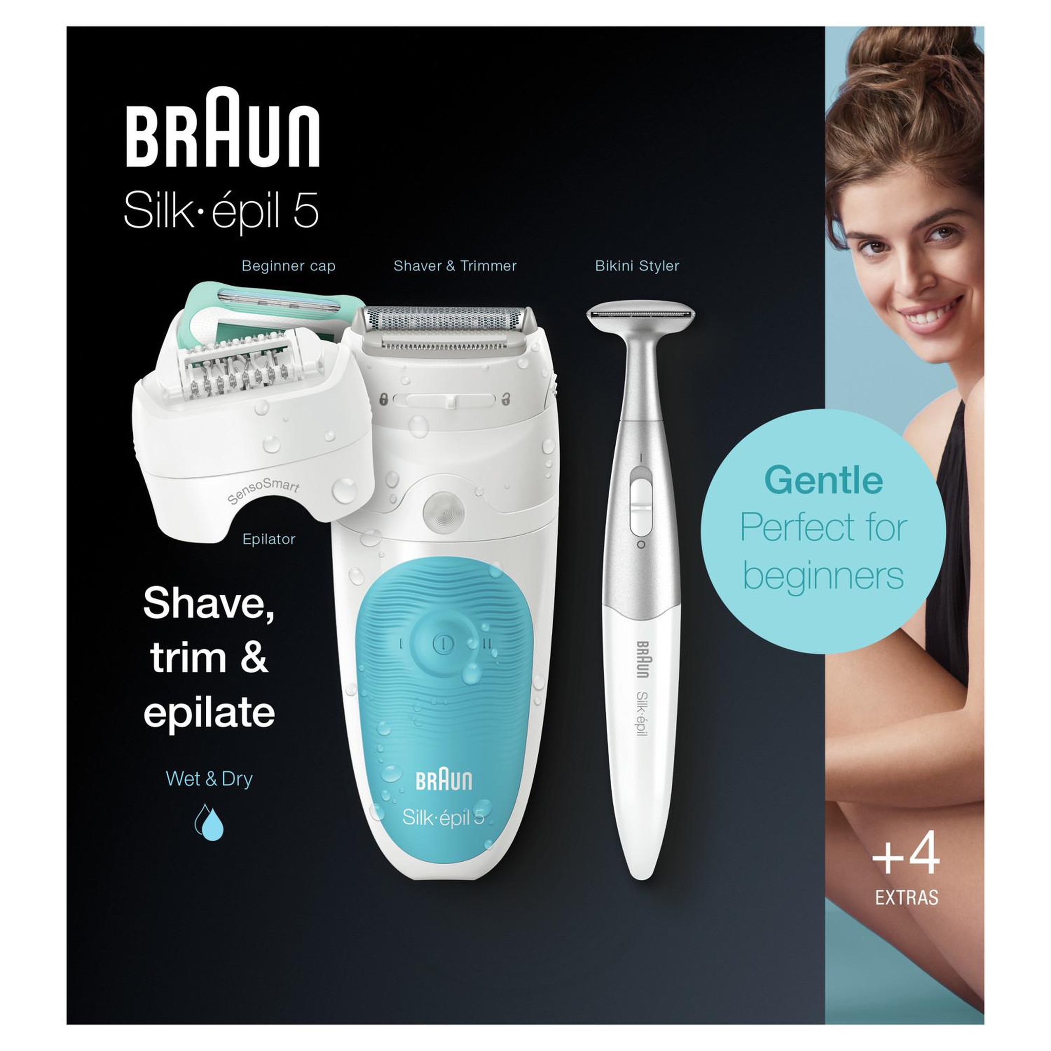 BRAUN Épilateur électrique braun silk-épil 5 wet and dry 5-810 pour femmes, épilation douce