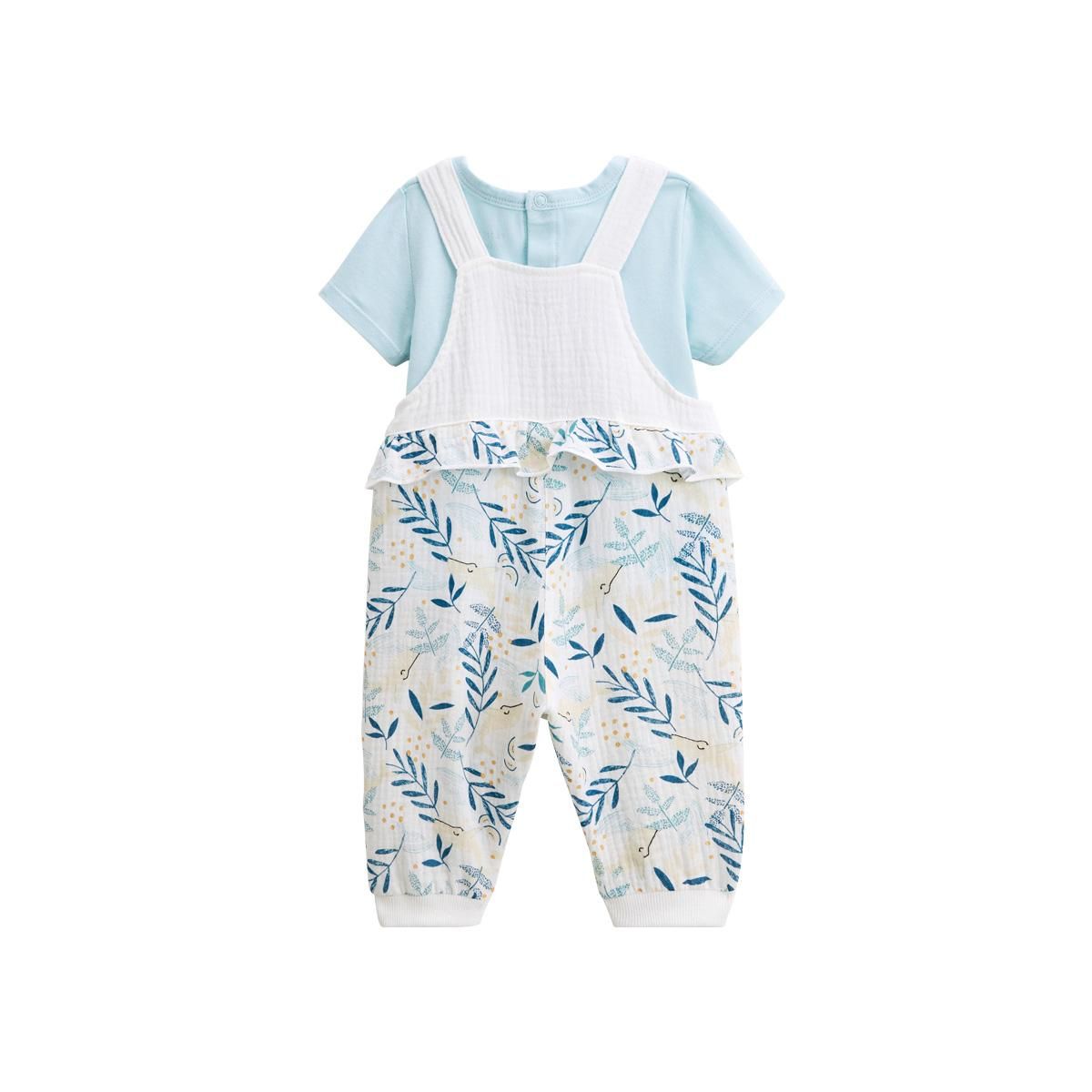 Petit Béguin Ensemble salopette bébé en gaze de coton et t-shirt Iskia