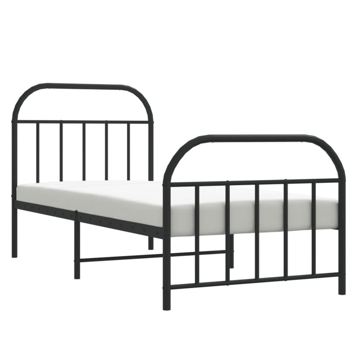 VIDAXL Cadre de lit metal sans matelas avec pied de lit noir 90x190 cm