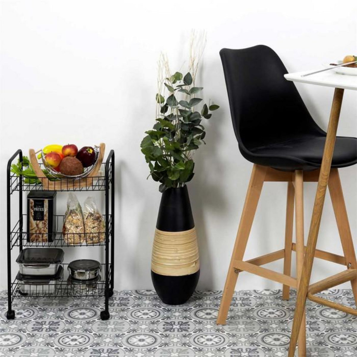 Paris Prix Desserte de Cuisine  3 Niveaux  62cm Noir