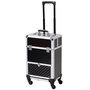 Voir la diapositive 1 : HOMCOM Valise trolley maquillage mallette cosmétique vanity poignée télescopique réglable 34L x 25l x 62H cm alu.