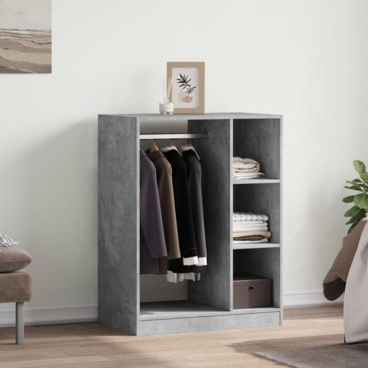 VIDAXL Garde robe gris béton 77x48x102 cm bois d ingénierie