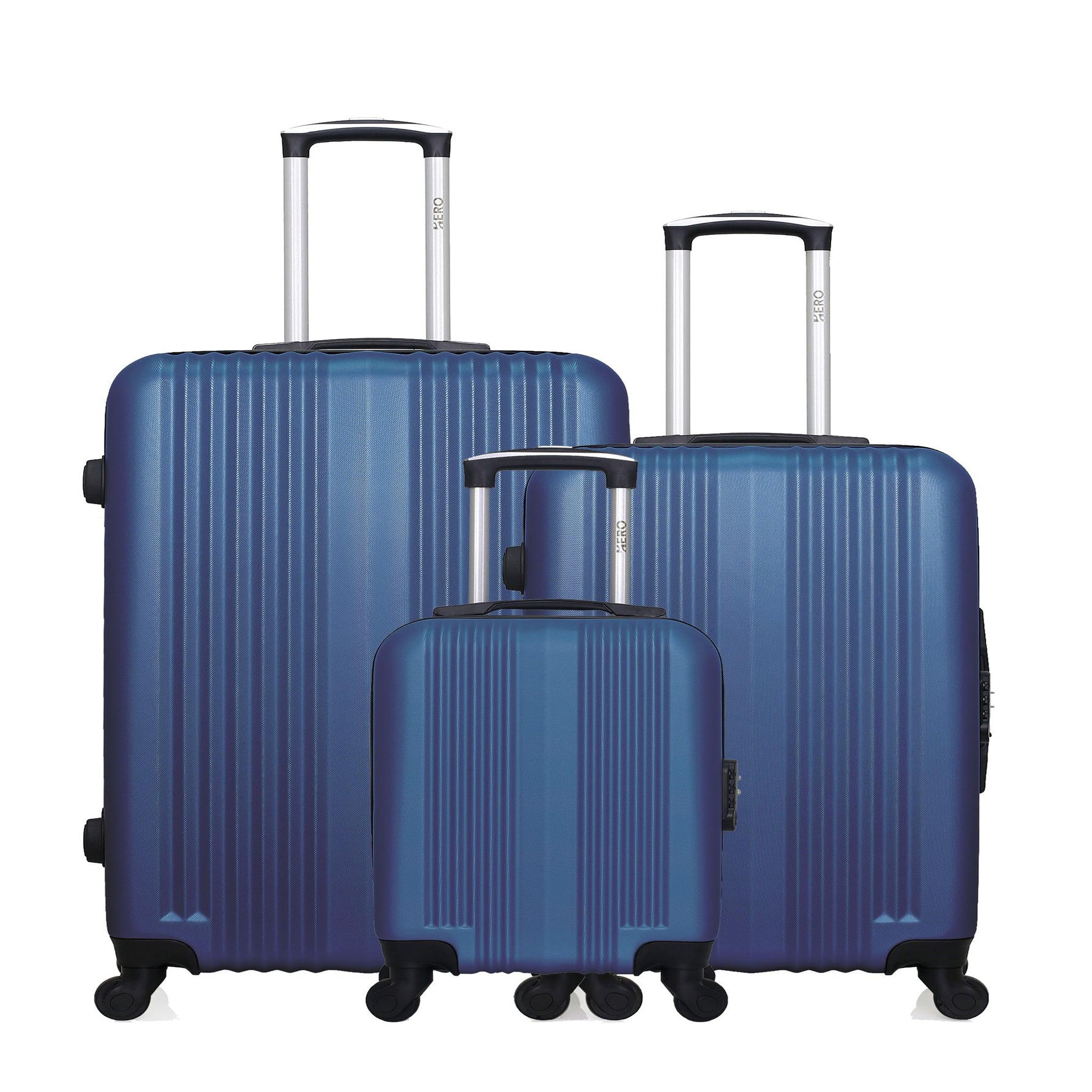 HERO Hero - lot de 3 - valise grand format, valise weekend et valise cabine xxs lipari. Coloris disponibles : Gris, Noir, Bleu