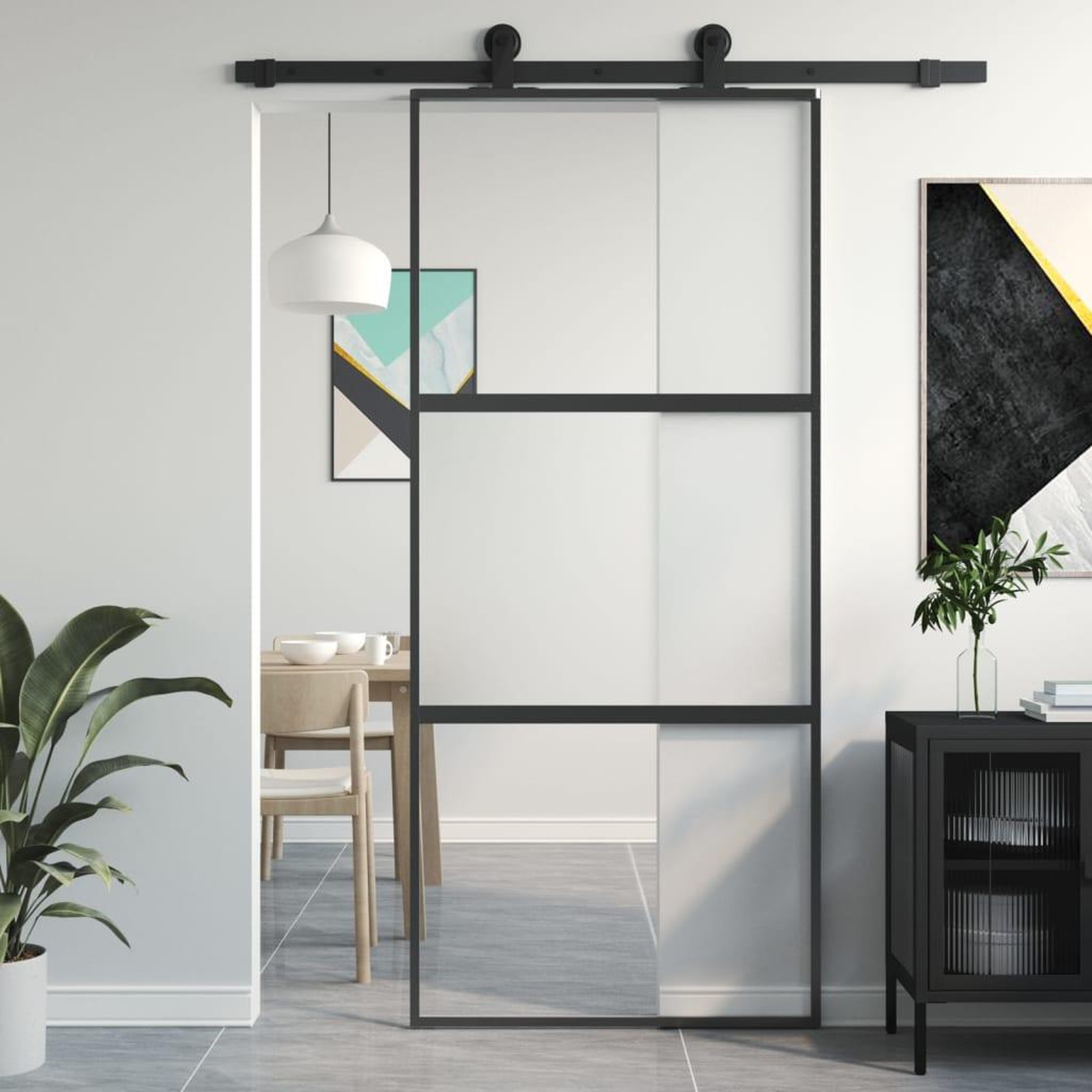 VIDAXL Porte coulissante noir 90x205 cm verre trempe aluminium