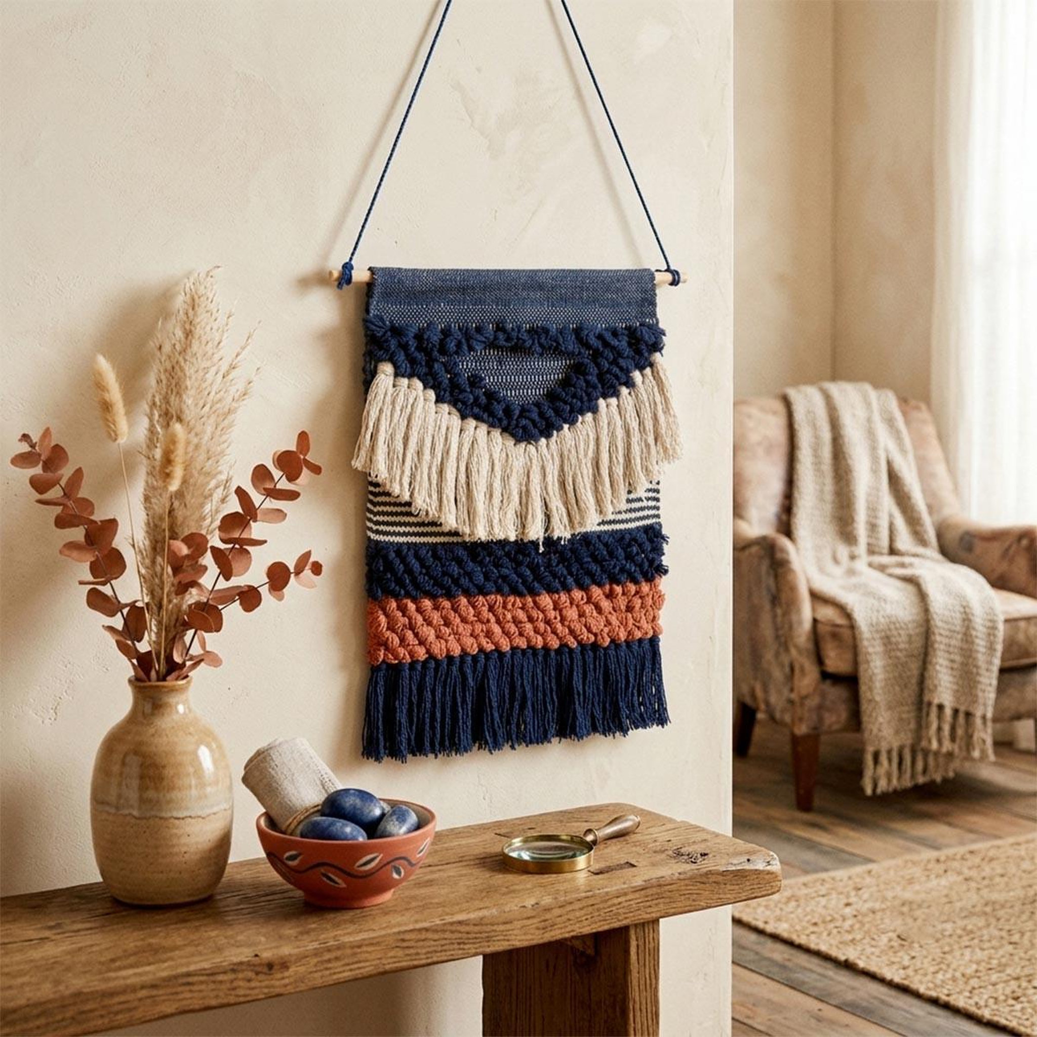 Voir la diapositive 4 : ATMOSPHERA Tissage Mural à Suspendre  Wild  42cm Multicolore