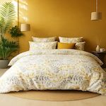 Les Ateliers du Linge Parure de housse de couette 100% coton bio 57fils eloa. Coloris disponibles : Jaune