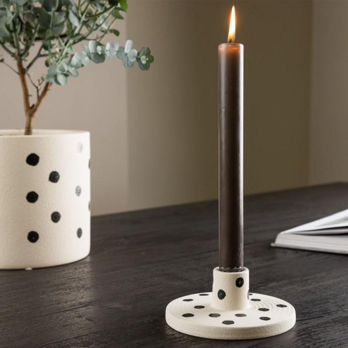 Paris Prix Bougeoir en Céramique  Bette  12cm Blanc & Noir