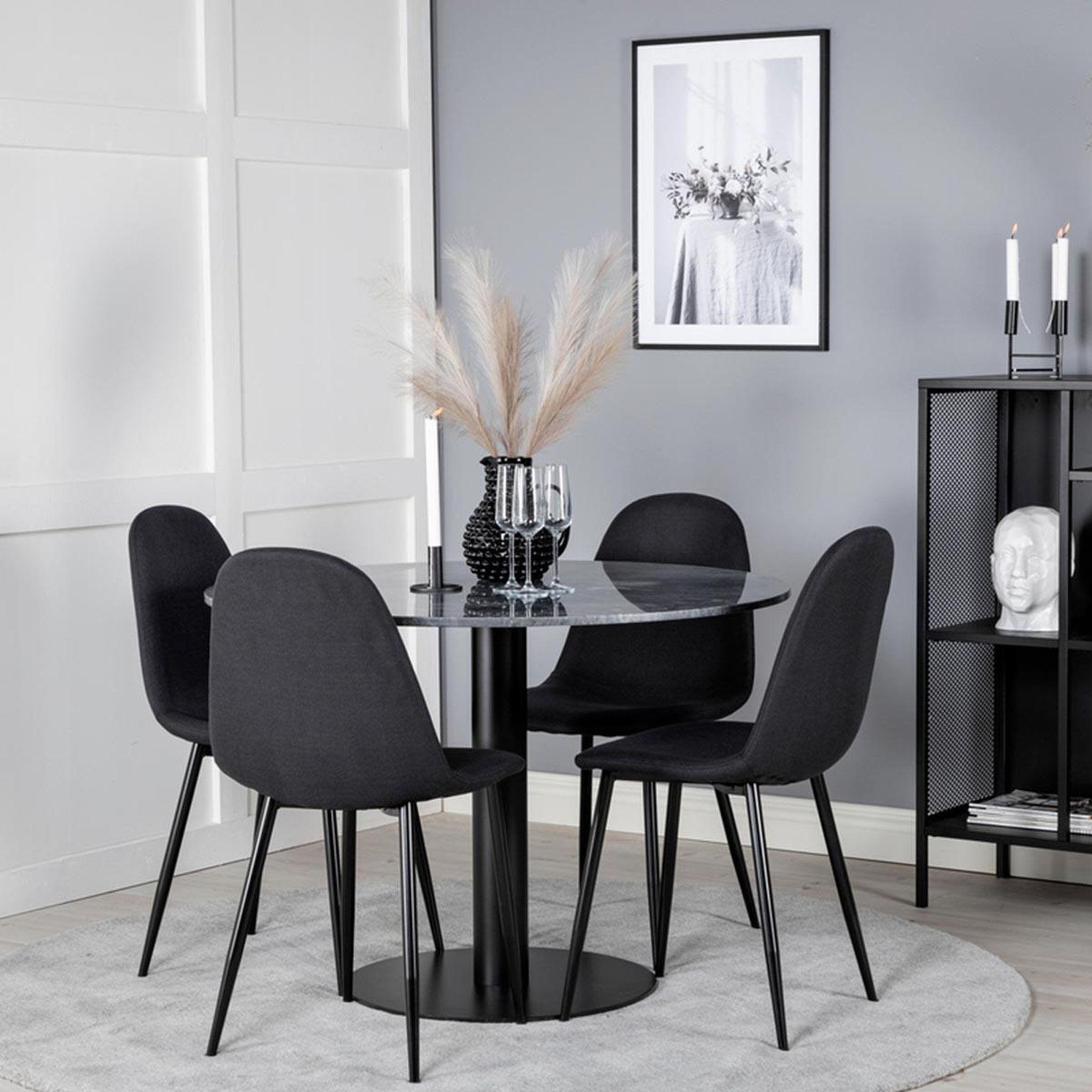 Voir la diapositive 4 : Paris Prix Ensemble table à manger & 4 chaises  estelle i & polar  106cm gris foncé & noir