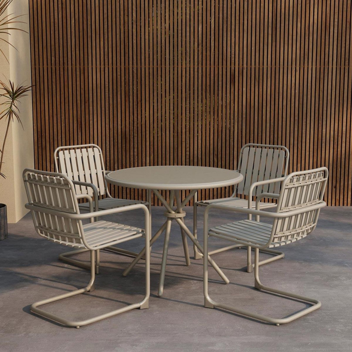 Paris Prix Ensemble Table de Jardin & 4 Chaises  Chios  90cm Beige
