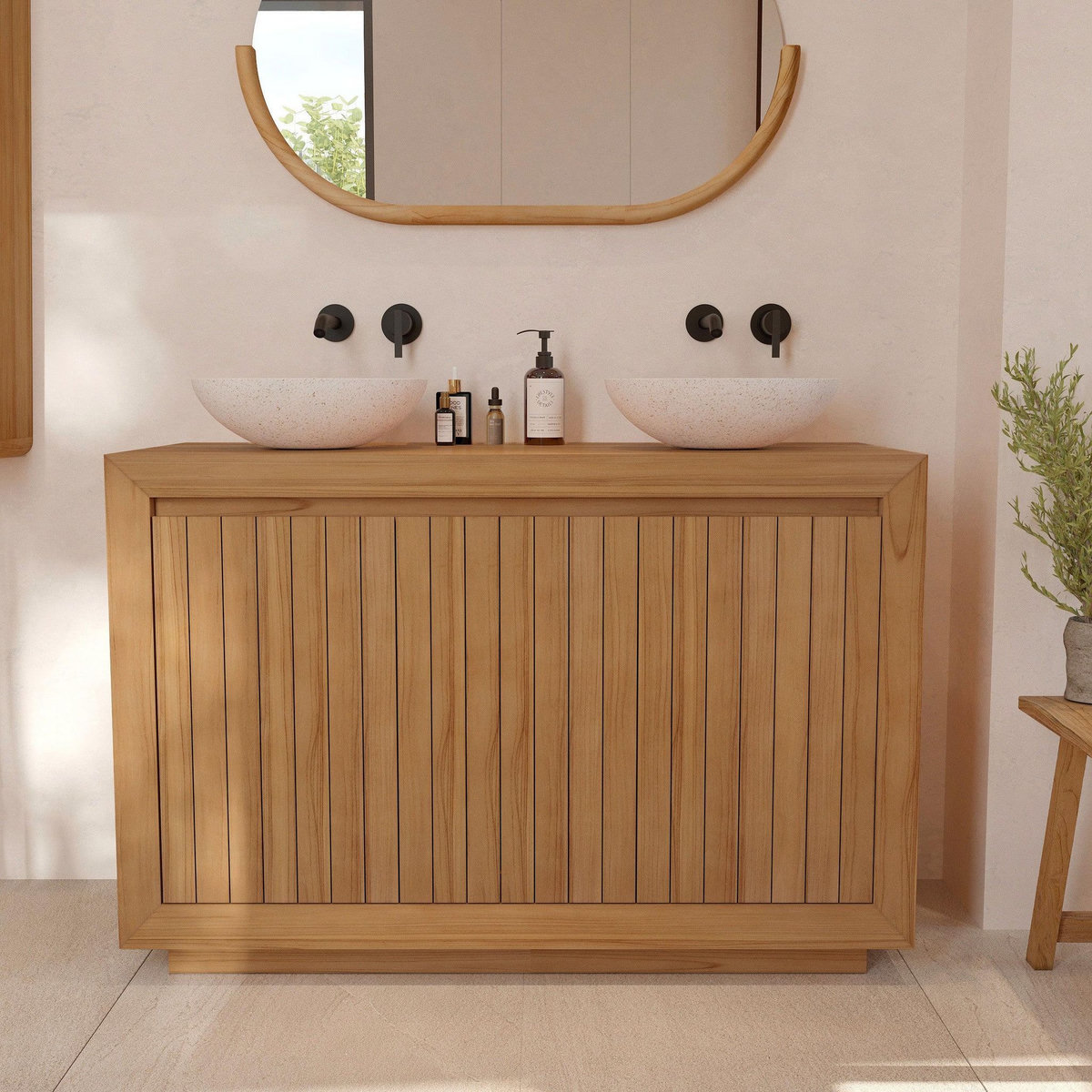 Rendez vous déco Meuble de salle de bain en bois de teck 120 cm-Pernelle
