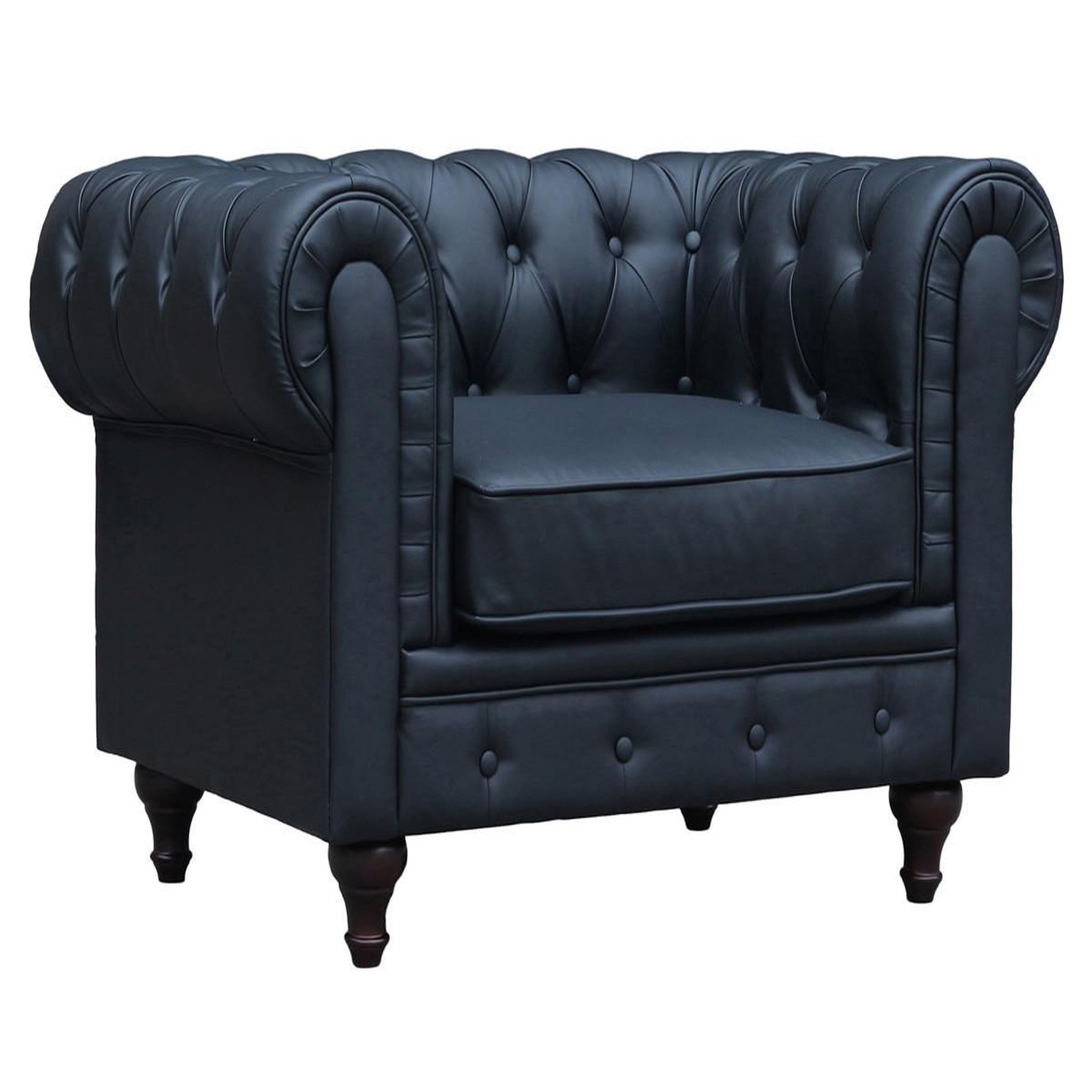 Habitat et Jardin Fauteuil chesterfield  aliza  - 111 x 82 x 70 cm - noir