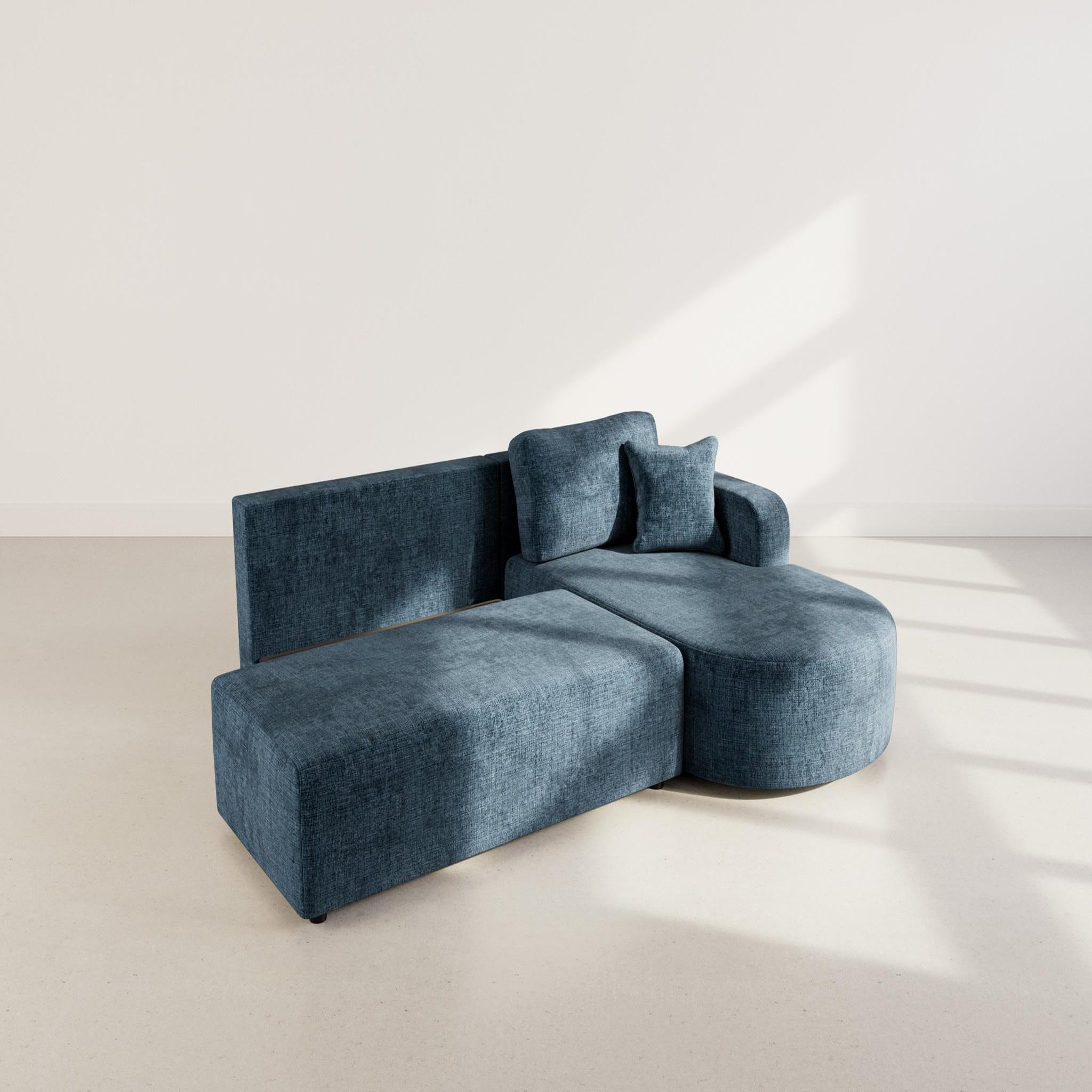 Voir la diapositive 3 : BEST MOBILIER Miro - canapé d'angle droit 4 places convertible avec coffre en velours texturé