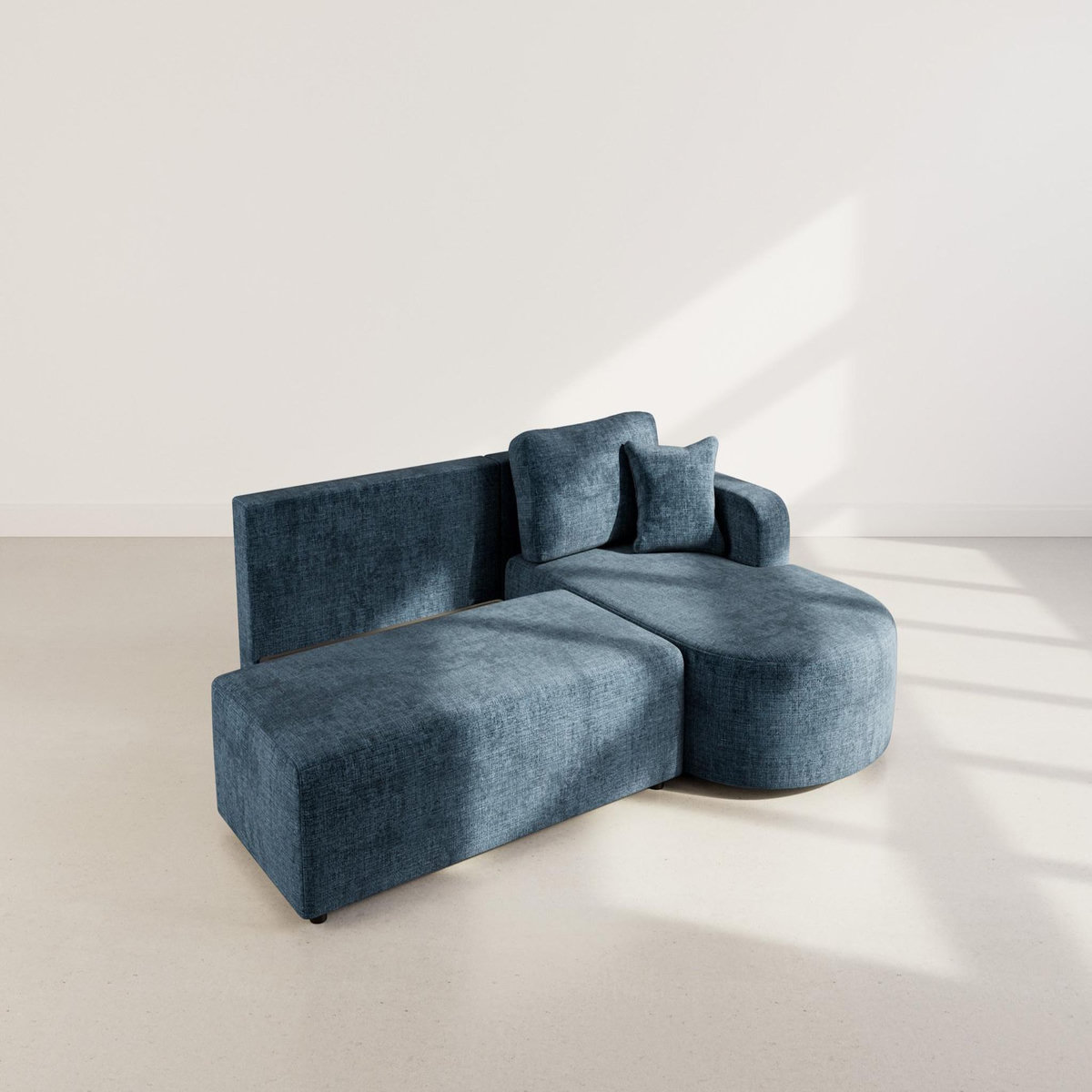 BEST MOBILIER Miro - canapé d'angle droit 4 places convertible avec coffre en velours texturé