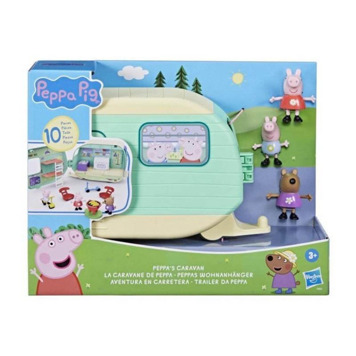 HASBRO Peppa Pig, La caravane de Peppa avec 3 figurines et 6 accessoires, jouets préscolaires pour filles et garçons, a partir de 3