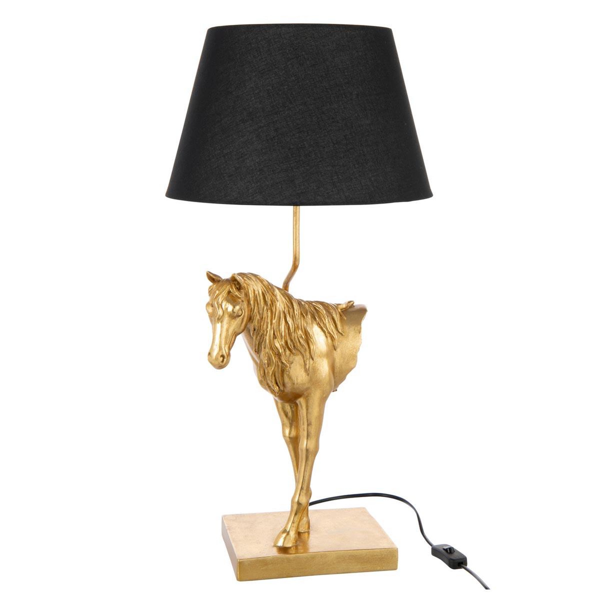 J-LINE Lampe à poser cheval face  hollywood  70cm doré