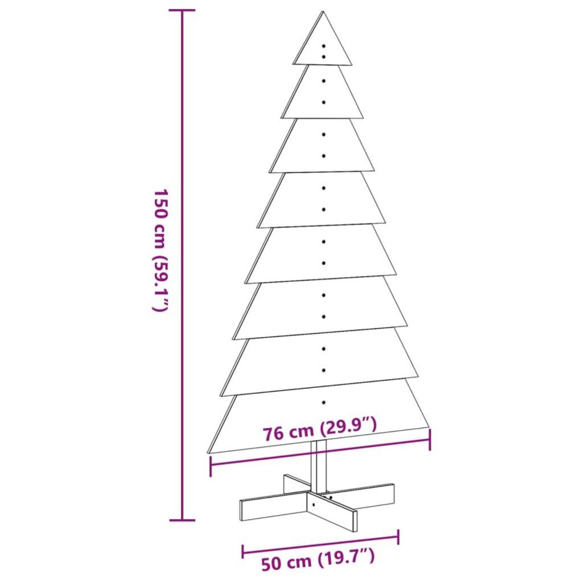 VIDAXL Arbre de Noël en bois pour decoration 150 cm bois massif de pin