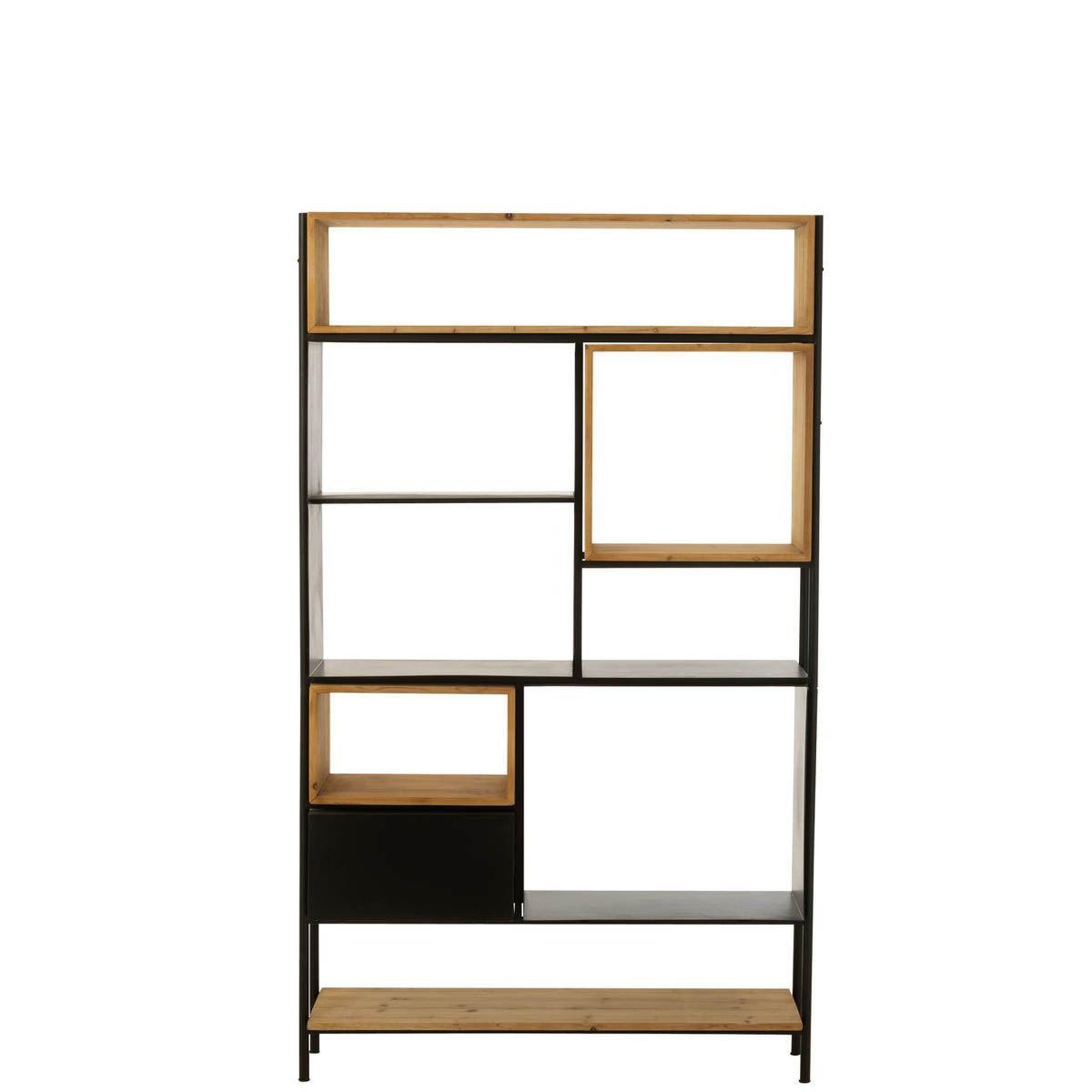 Voir la diapositive 2 : J-LINE Étagère en Bois  Tina  110cm Noir & Naturel