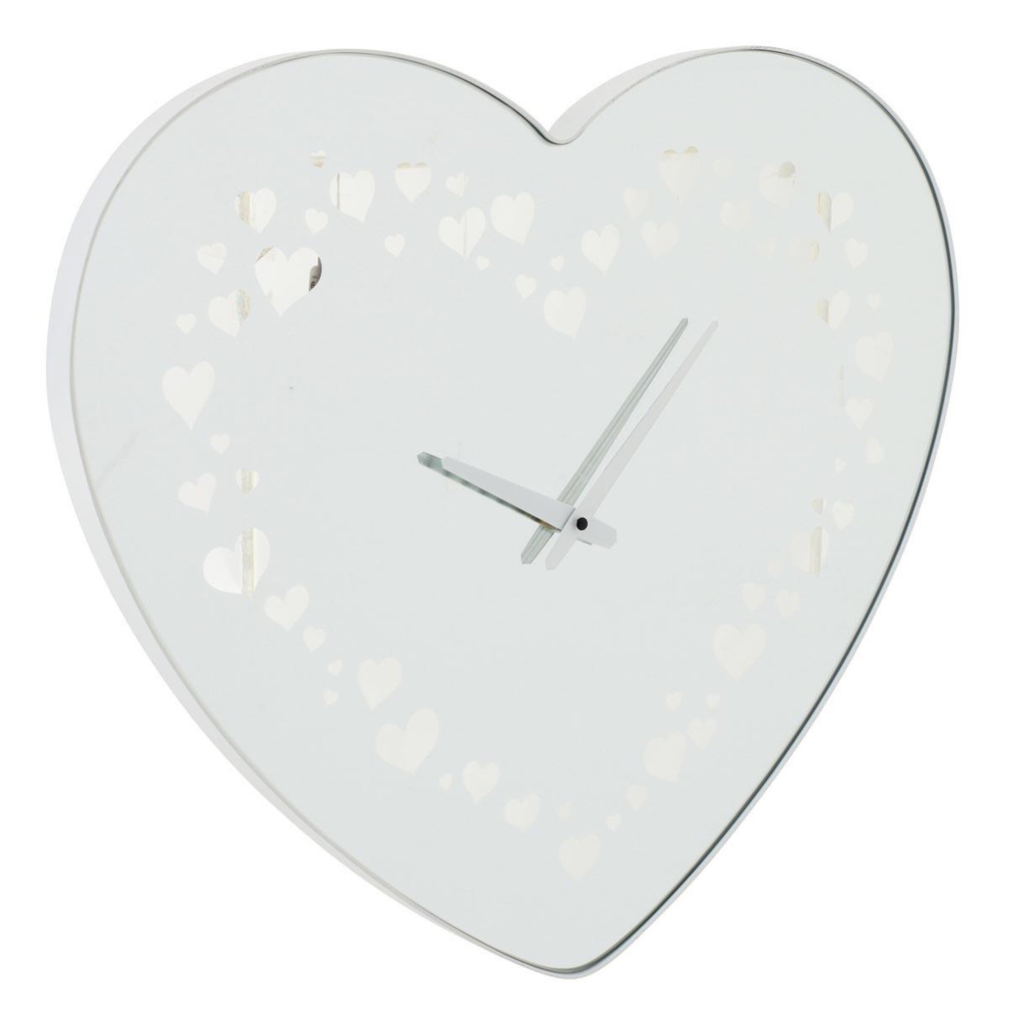 J-LINE Horloge murale en verre  cœur  60cm blanc