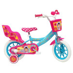 Vélo enfant - Modèle 12''Princesse des sables pour enfant de 85/100 cm avec stabilisateurs - 1 Frein - Panier avant - Porte poupée arrière et roues batons